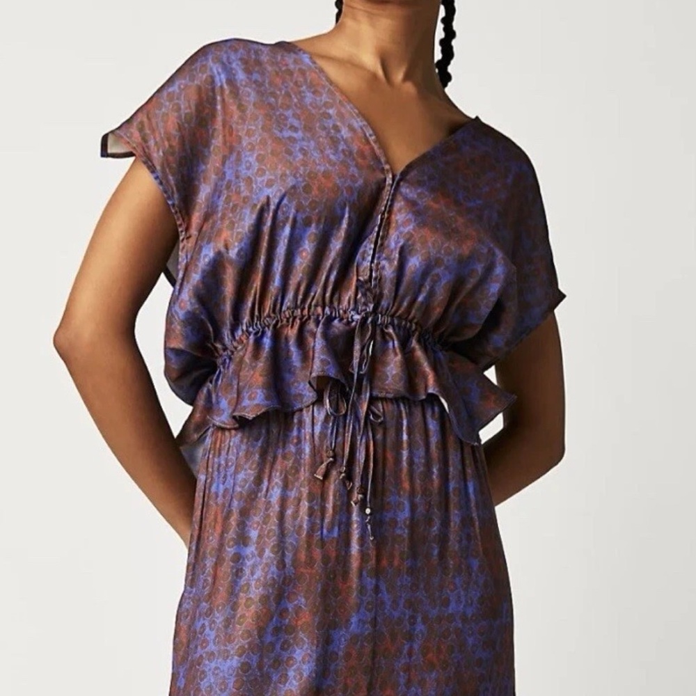 Free People Women’s  Dreambound Blouse Size Small Blue And Rust Color